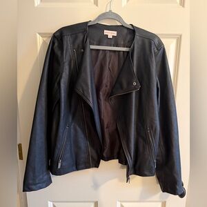 Knox Rose Women's Moto Jacket Size M Black Faux Leather Slanted Zipper M